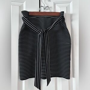 LOFT Black and White Striped Pencil Skirt